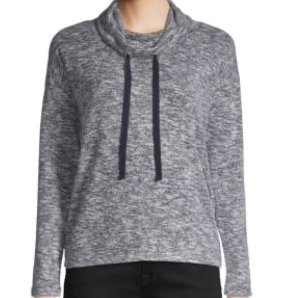 J. Crew heather gray long sleeves thumbholes cowl neck athletic top Sz M